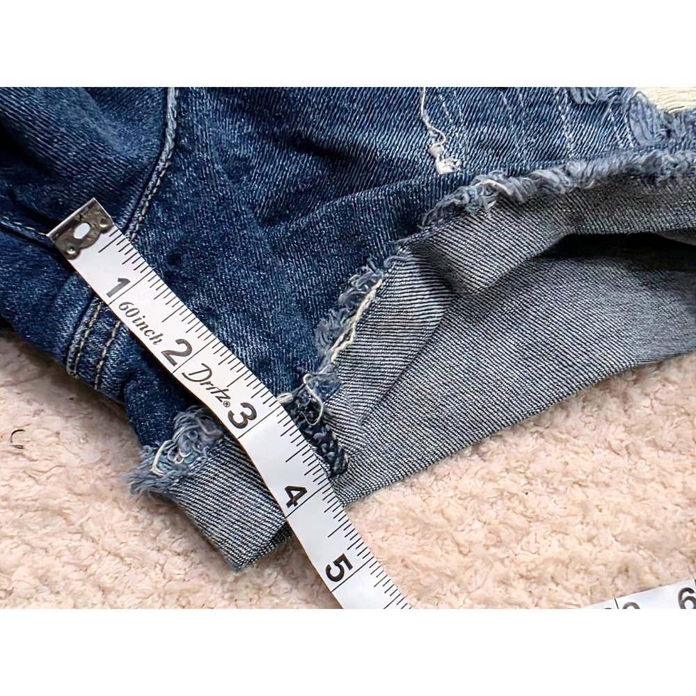 Est 1946 Denim Blue Distressed High Rise Jean Shorts Womens Size 10 Striped Rips - Picture 6 of 8